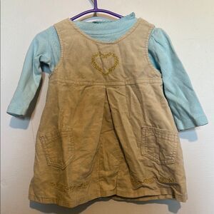 Vintage Beige Dress with Blue Long Sleeve made in Canada 🇨🇦